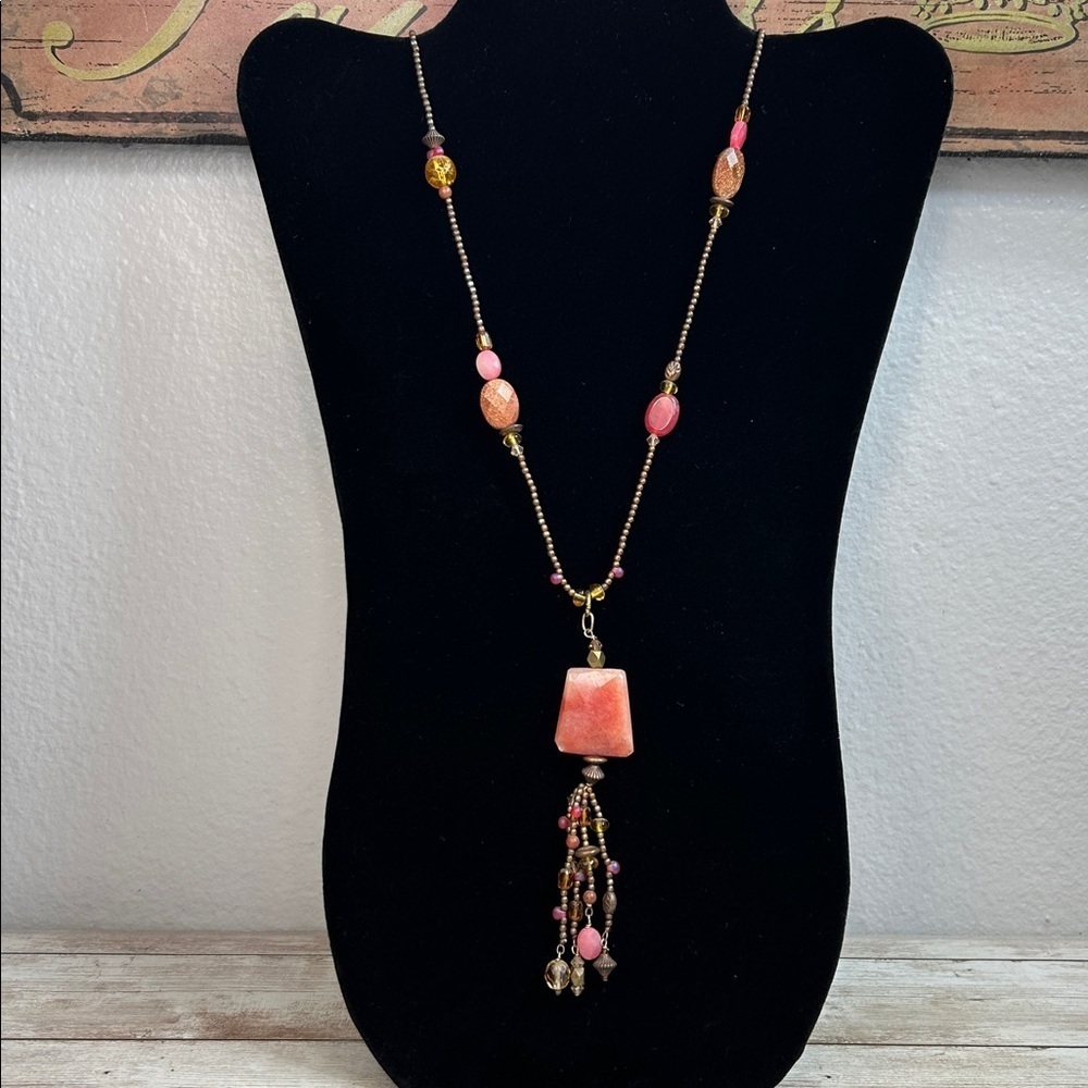 Peyote Bird Copper and 925 Silver Multi-Color Glass & Stone Beaded Necklace - Picture 2 of 6